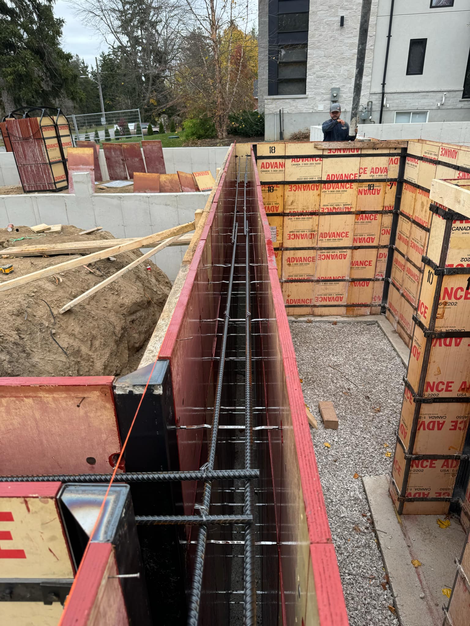 Concrete forming with rebar